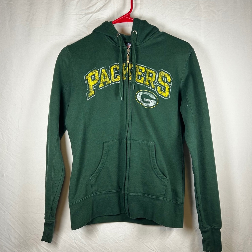 NFL Team Apparel Green Bay Packers Womens Green Full Zip Hoodie Sweatshirt S M